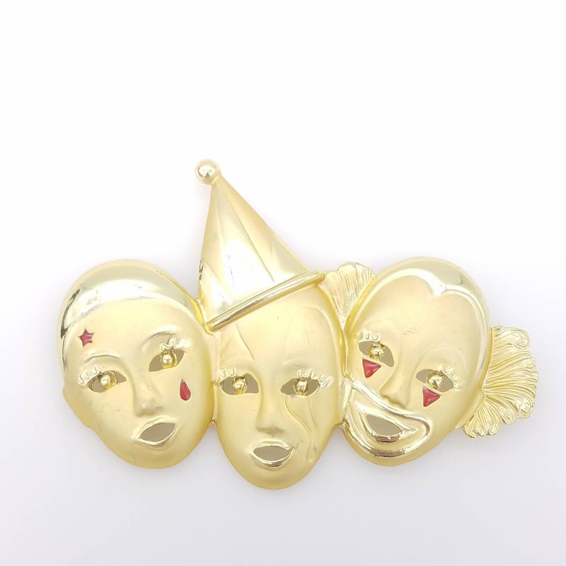 Vintage Old Stock Ajc Goldfarbene Drei Clown Brosche Vintage Old Stock Ajc Goldfarbene Drei Clown Brosche von ThingsGrandmaKept