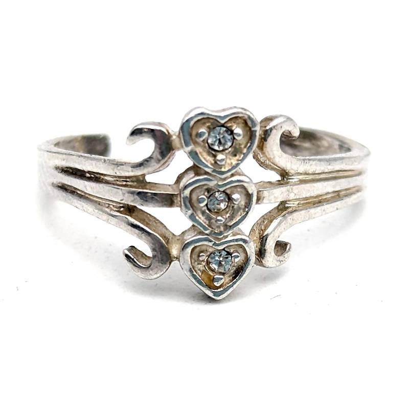 Zierlicher Sterling Silber Cz Hearts Split Band Zehenring Avon Signiert von ThingsGrandmaKept