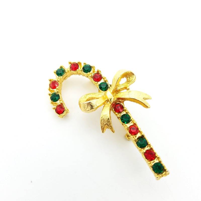 Zuckerstangen-Brosche/Zuckerstange, Goldfarben Mit Schleife Zuckerstangen-Brosche/Zuckerstange, Goldfarben Mit Schleife von ThingsGrandmaKept