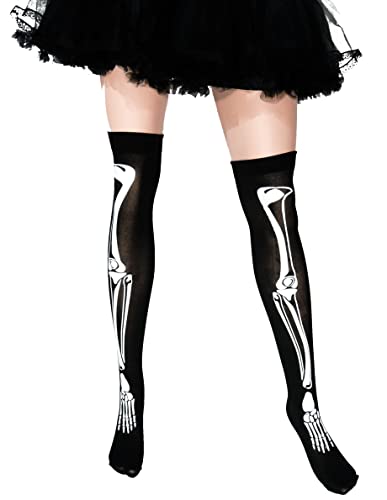 Think Jeck! Damen Overknee Strümpfe Knochen von Think Jeck!