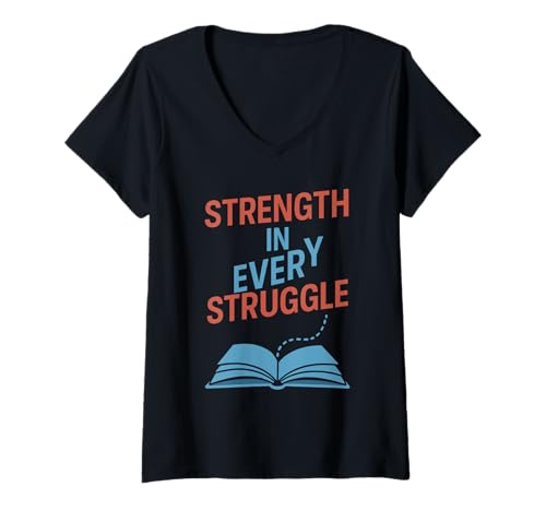Damen Legasthenie Bewusstsein Neurodiverse Pride Learning Difference T-Shirt mit V-Ausschnitt von Think Outside the Page Neurodiverse Support Gift