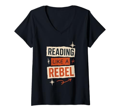 Damen Legasthenie Bewusstsein Neurodiverse Pride Learning Difference T-Shirt mit V-Ausschnitt von Think Outside the Page Neurodiverse Support Gift