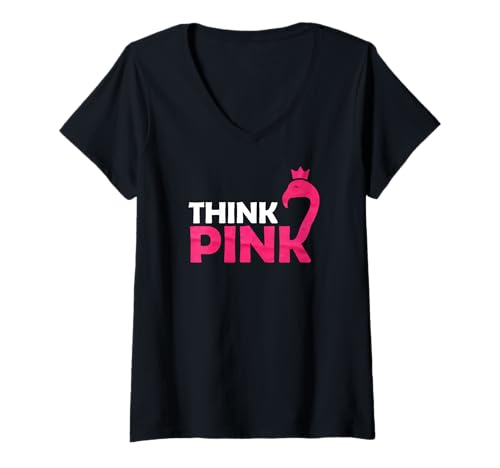 Damen Think Pink T-Shirt Brustkrebs-Bewusstsein T-Shirt mit V-Ausschnitt Damen Think Pink T-Shirt Brustkrebs-Bewusstsein T-Shirt mit V-Ausschnitt von Think Pink T-shirt Breast Cancer Awareness