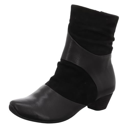 THINK! Damen AIDA chromfrei gegerbte nachhaltige Stiefelette, SCHWARZ/KOMBI 0000 von THINK!