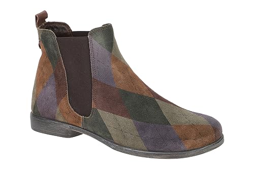 THINK! Damen AGRAT Leder gefütterter nachhaltiger Chelsea Boots, 9020 Olive/Kombi, 40 EU von Think!