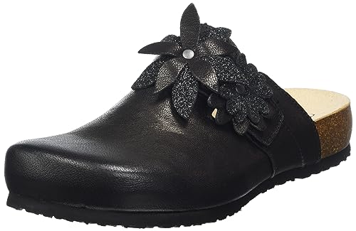 Think! Damen Julia Nachhaltige Lammfell Pantolette Clog Hausschuhe, 0010 Schwarz Kombi, 38 EU von Think!