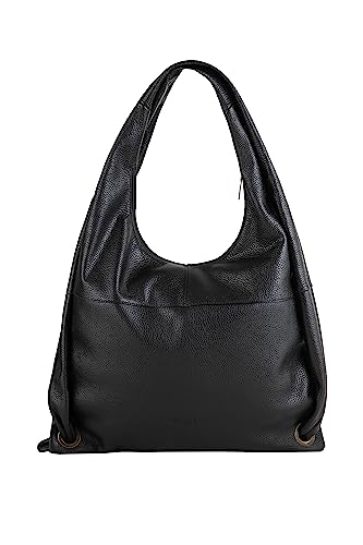 THINK! Damen Echtleder Schultertasche, 0000 SCHWARZ von Think!