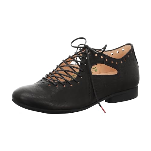 Think! Damen GUAD2 chromfrei gegerbte nachhaltige Halbschuhe, SCHWARZ 0000 von Think!