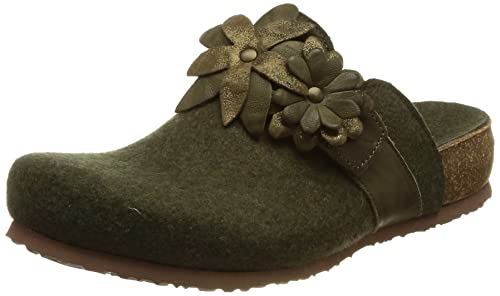 THINK! Damen Julia nachhaltige Lodenfutter Pantolette Clog Hausschuh, 7000 Olive/Kombi, 43 EU von Think!