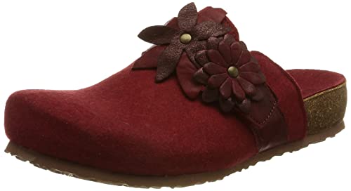 THINK! Damen Julia nachhaltige Lodenfutter Pantolette Clog Hausschuh, 5010 Rosso/Kombi, 36 EU von Think!