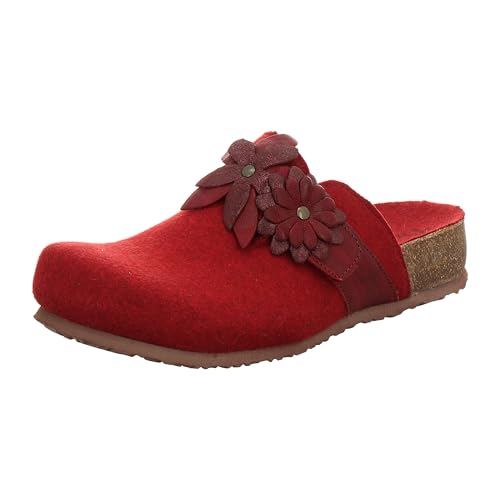 THINK! Damen Julia nachhaltige Lodenfutter Pantolette Clog Hausschuh, 5010 Rosso/Kombi, 36 EU von THINK!