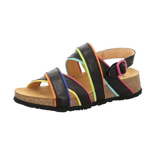 Think! Damen KOAK chromfrei gegerbte nachhaltige Sandale, SCHWARZ/KOMBI 0000 von Think!