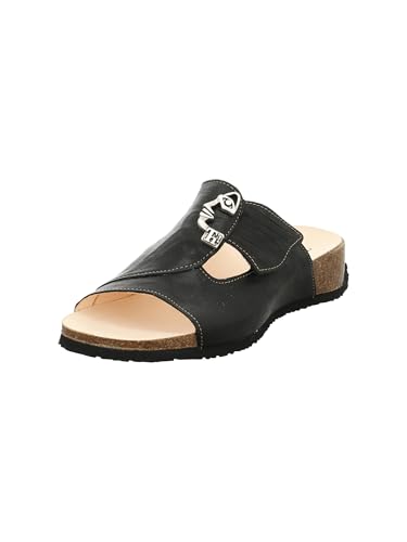 Think! Damen MIZZI chromfrei gegerbte nachhaltige Pantolette, SCHWARZ/KOMBI 0010 von Think!