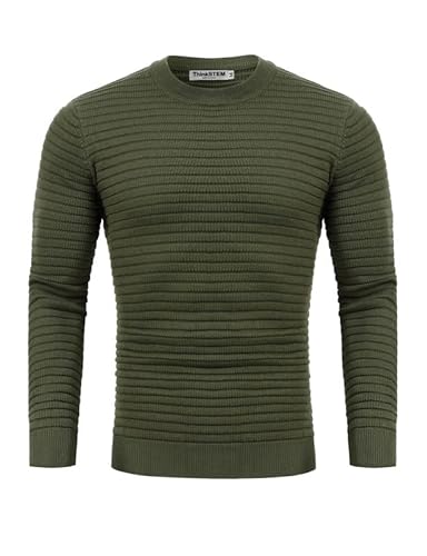 ThinkSTEM Herren Rollkragen Pullover Sweater Langarmshirt Feinstrick Rollkragen Freizeit Slim fit Basic Männer Pullover Armeegrün L von ThinkSTEM