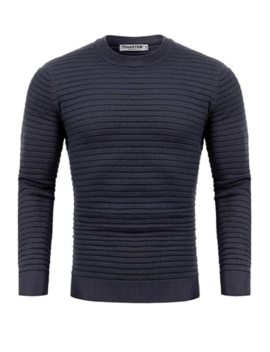 ThinkSTEM Herren Rollkragen Pullover Sweater Langarmshirt Feinstrick Rollkragen Freizeit Slim fit Basic Männer Pullover Dunkelgrau L von ThinkSTEM