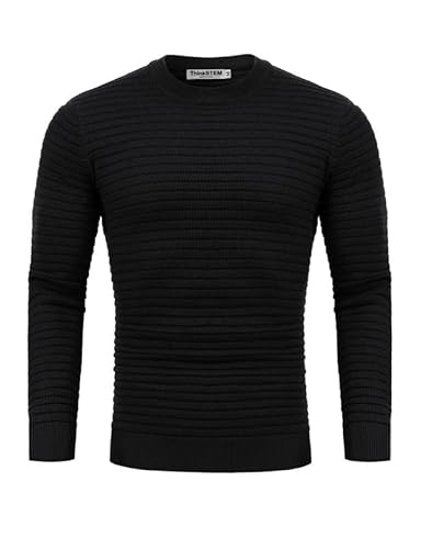 ThinkSTEM Herren Rollkragen Pullover Sweater Langarmshirt Feinstrick Rollkragen Freizeit Slim fit Basic Männer Pullover Schwarz L von ThinkSTEM