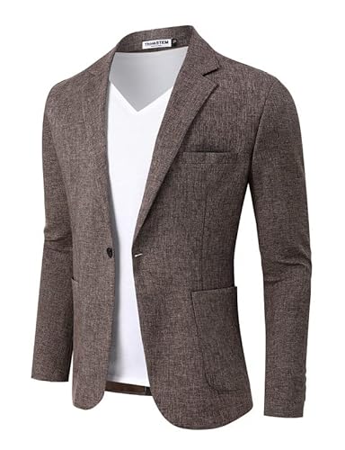 ThinkSTEM Sakko Herren Regular Fit Sportlich Männer Blazer EIN Knopf Anzugjacke Freizeit Braun XXL von ThinkSTEM