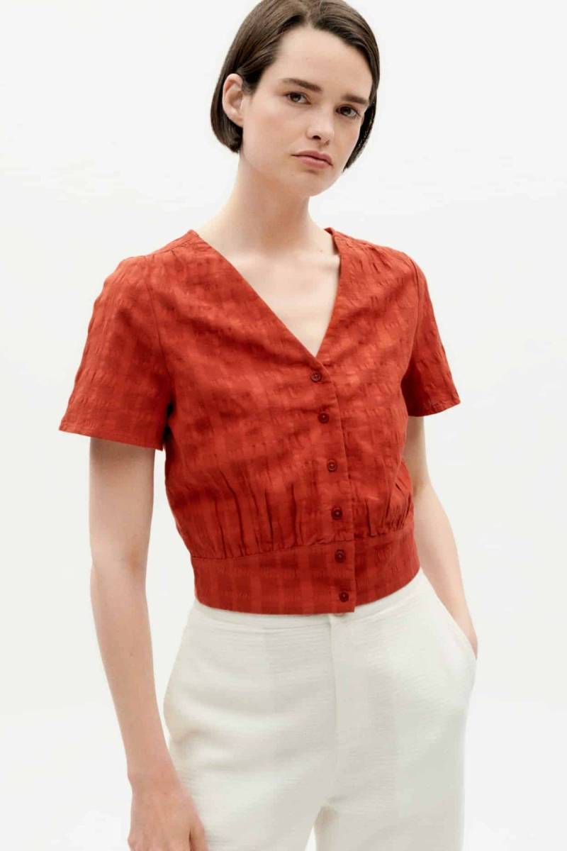 Bluse Celina Cuadrito Rot von Thinking MU
