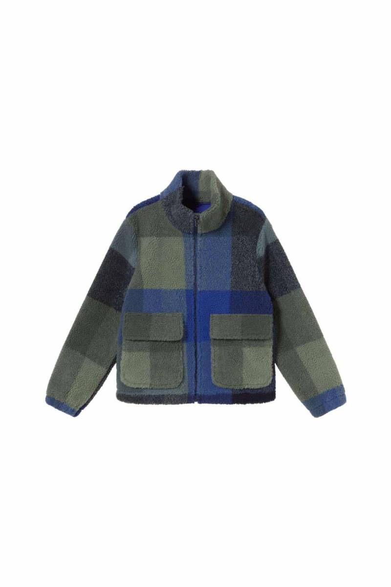 Jacke Sophie Checked Teddy Blau von Thinking MU