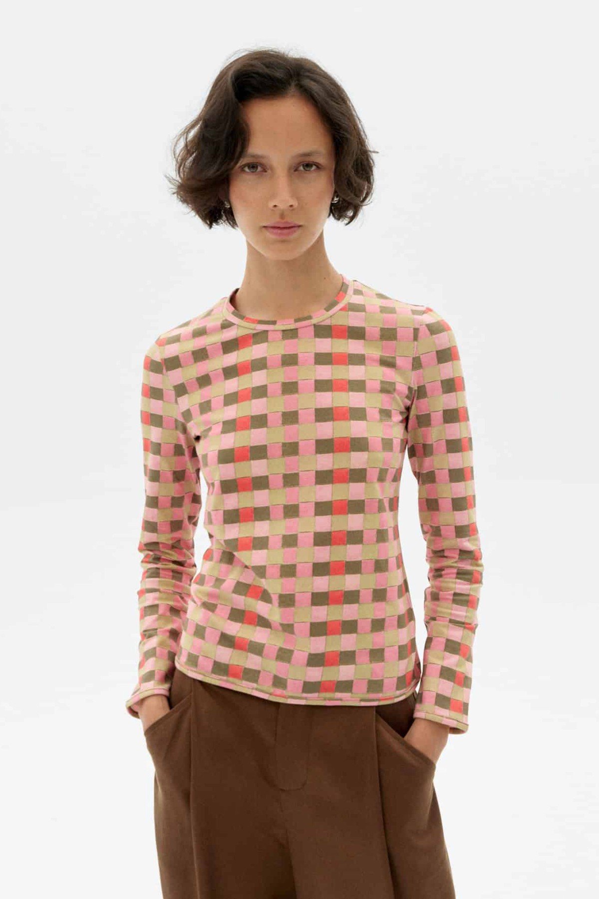 Longsleeve Brisa Checked Rosa von Thinking MU