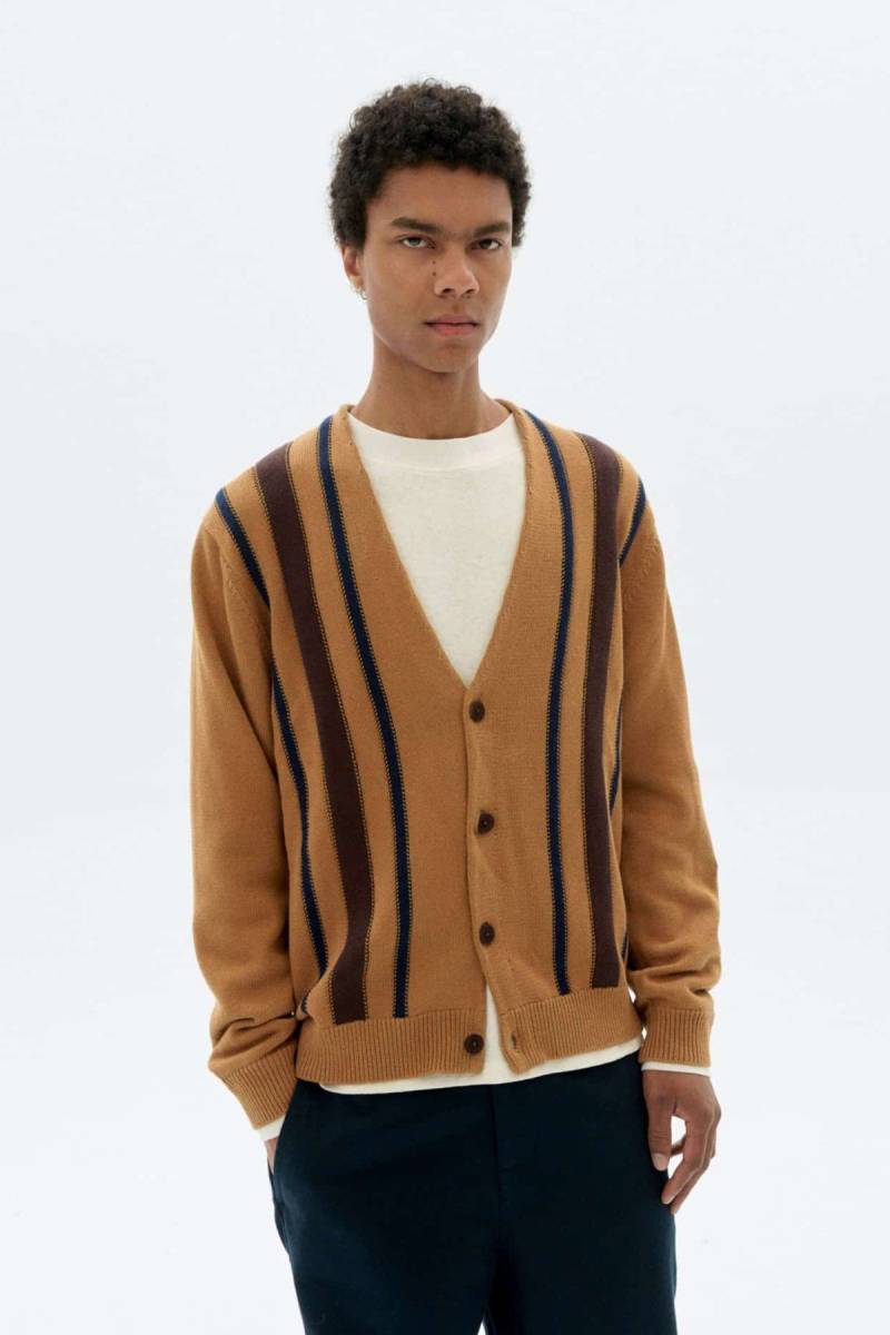 Strickjacke Creed Stripes Braun von Thinking MU