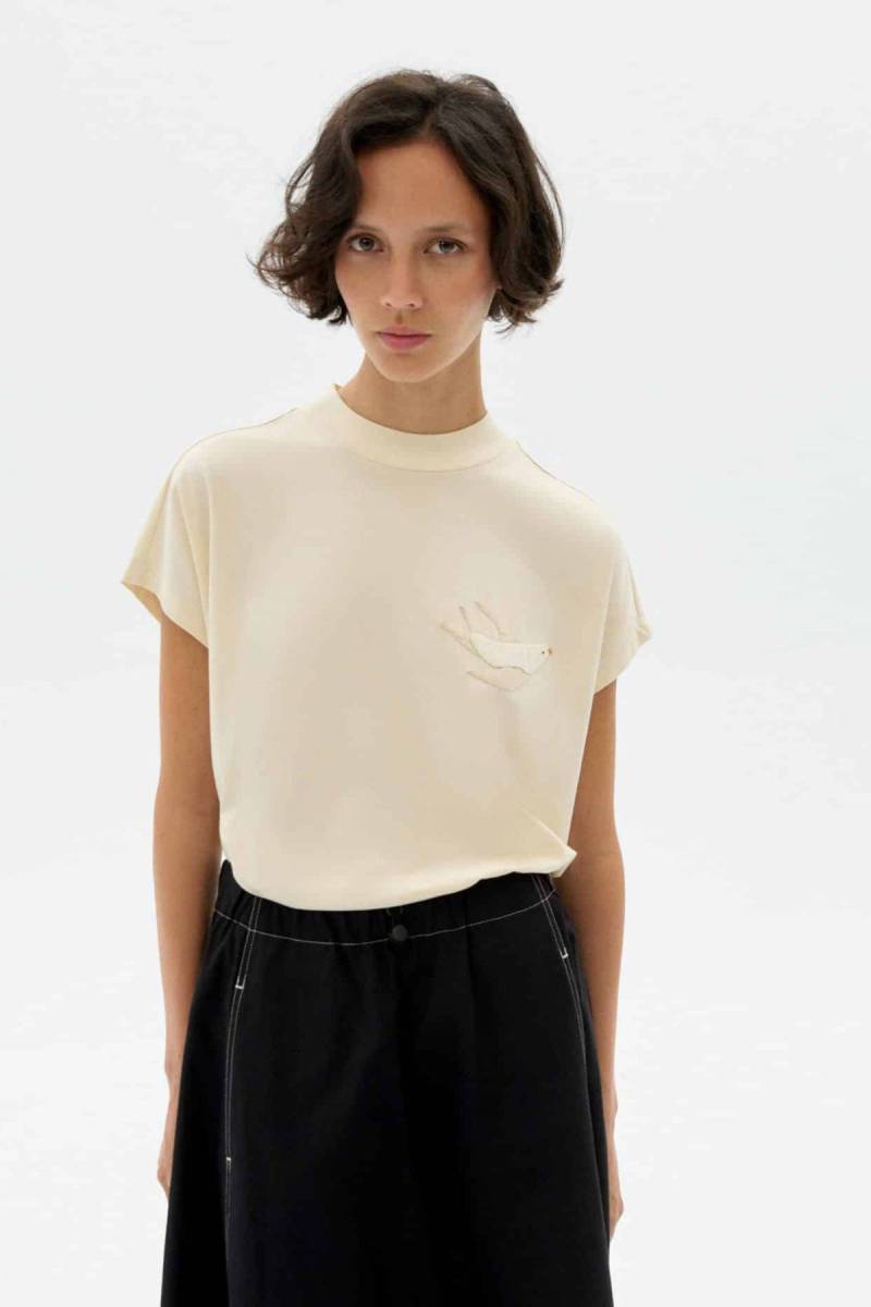 T-Shirt Basic Volta Bird Off White von Thinking MU