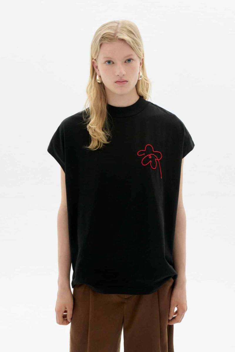 T-Shirt Basic Volta Flower Schwarz von Thinking MU