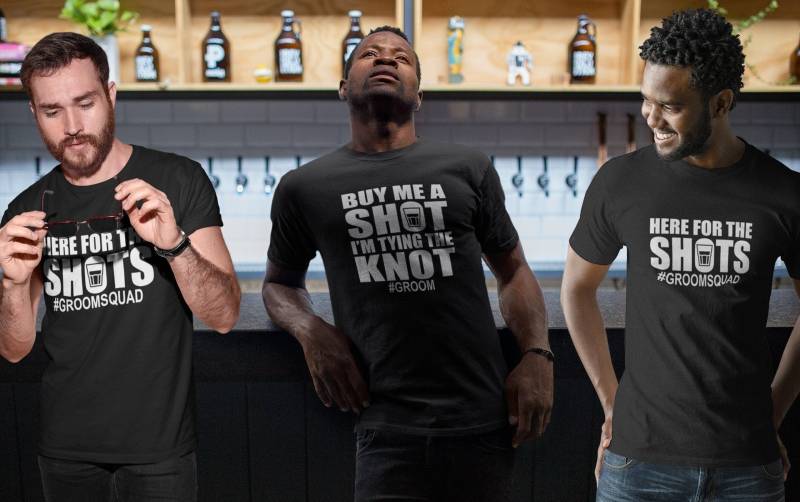 Hier Für The Shots Unisex Shirts. Junggesellenabschied Spaß-Hochzeits-Party-Shirts. Bräutigam Hemden. Trauzeugen-Hemd von ThinkingOutLoudTees