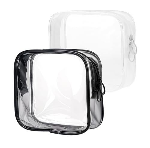 2 x Reise-Kulturbeutel, Mini-Make-up-Tasche, tragbar, mit Reißverschluss, Kosmetiktasche, Geldbörse, Essentials für Damen und Herren, Organizer (Schwarz-Weiß) von Thinp