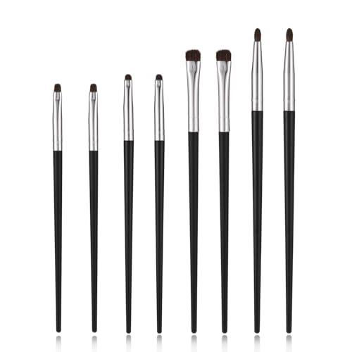Thinp 8 Pcs Mini Smudge Brush for Eyeliner, Eye Makeup Brush Sets Professional Eyeshadow Brushes Soft Eyeliner Brushes for Powder Gel Cream Blending Corner Highlighter Concealer (Black) von Thinp