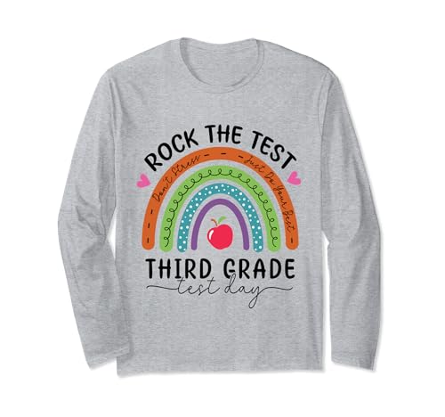 Test Day Rock The Test Teacher für Damen, Herren, Jungen, Mädchen, Kinder Langarmshirt von Third Grade Motivational Rainbow Teachers Students