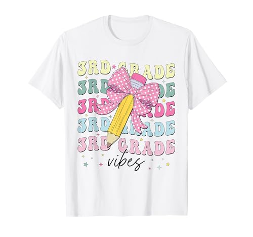 3rd Grade Vibes Girl Coquette Bow Dritte Klasse geht Wieder zur Schule T-Shirt 3rd Grade Vibes Girl Coquette Bow Dritte Klasse geht Wieder zur Schule T-Shirt von Third Grade Vibes 1st Day Of School Girls Teacher