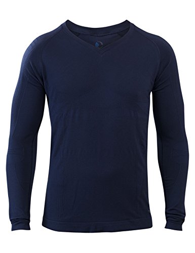Bequemes Herren Schlaf-Shirt LANGARM | SleepShirt Oberteil | AVIOR | Seamless – ohne störende Nähte - dreimal weicher als Baumwolle | Thermoregulierende und atmungsaktive Funktions-Nachtwäsche (DUNKELBLAU, L) von Third of Life