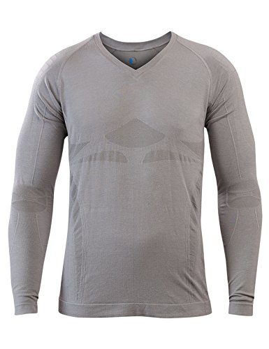 Bequemes Herren Schlaf-Shirt LANGARM | SleepShirt Oberteil | AVIOR | Seamless – ohne störende Nähte - dreimal weicher als Baumwolle | Thermoregulierende und atmungsaktive Funktions-Nachtwäsche (MITTELGRAU, M) von Third of Life