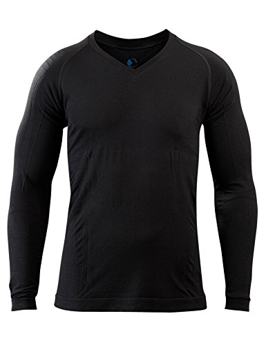 Bequemes Herren Schlaf-Shirt LANGARM | SleepShirt Oberteil | AVIOR | Seamless – ohne störende Nähte - dreimal weicher als Baumwolle | Thermoregulierende und atmungsaktive Funktions-Nachtwäsche (SCHWARZ, S) von Third of Life