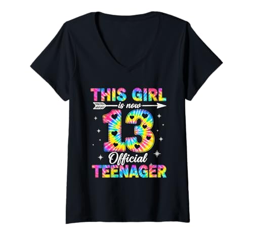 Damen This Girl is Now 13th Birthday Official Teenager T-Shirt mit V-Ausschnitt von This Girl Is Now 13 Year Old Official Teenager Tee