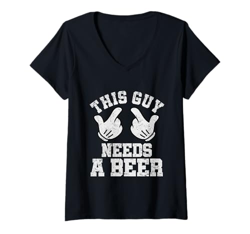 Damen Lustiges Geschenk für Herren mit Aufschrift "This Guy Needs A Beer" T-Shirt mit V-Ausschnitt Damen Lustiges Geschenk für Herren mit Aufschrift "This Guy Needs A Beer" T-Shirt mit V-Ausschnitt von This Guy Needs A Beer Drinking Meme Tees By Mj