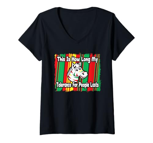 Damen Zebra So Lange hält Meine Toleranz gegenüber Menschen an T-Shirt mit V-Ausschnitt Damen Zebra So Lange hält Meine Toleranz gegenüber Menschen an T-Shirt mit V-Ausschnitt von This Is How Long My Tolerance For People Lasts