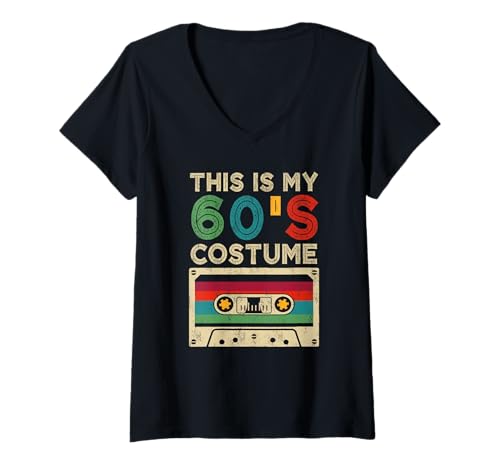 Damen Das ist Mein 60er-Jahre-Kostüm Lustiges Halloween-Party-Retro-Look T-Shirt mit V-Ausschnitt Damen Das ist Mein 60er-Jahre-Kostüm Lustiges Halloween-Party-Retro-Look T-Shirt mit V-Ausschnitt von This Is My 60's Costume Funny Halloween 1960s Tee