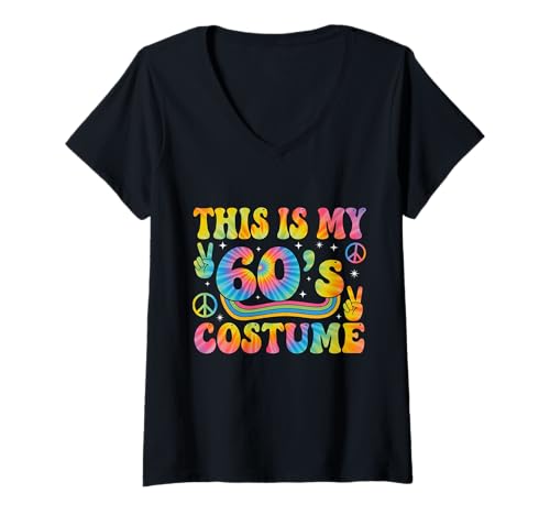 Damen This is My 60's Costume 60s Groovy Hippie T-Shirt mit V-Ausschnitt Damen This is My 60's Costume 60s Groovy Hippie T-Shirt mit V-Ausschnitt von This Is My 60s Costume Groovy Hippie Tees