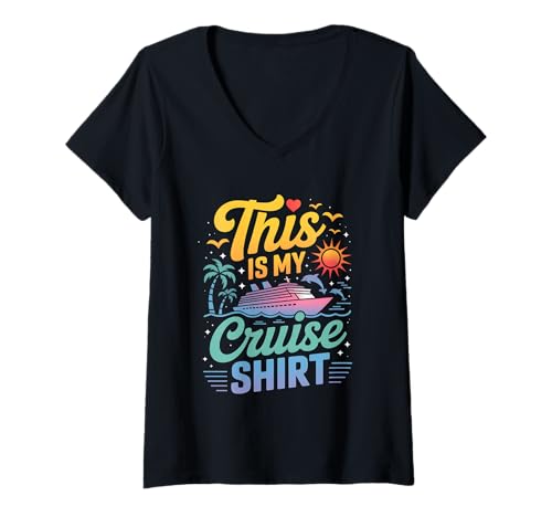 Damen This is My Cruise Shirt Funny Vacation Party Boats Outfit T-Shirt mit V-Ausschnitt Damen This is My Cruise Shirt Funny Vacation Party Boats Outfit T-Shirt mit V-Ausschnitt von This Is My Cruise Shirt Funny Vacation Fun Party