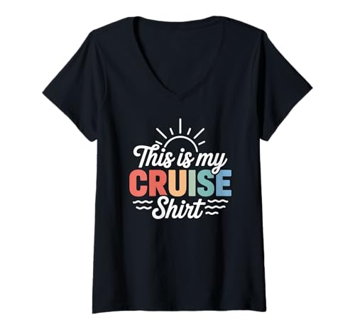 Damen This is My Cruise Shirt Funny Vacation Party Boats Outfit T-Shirt mit V-Ausschnitt Damen This is My Cruise Shirt Funny Vacation Party Boats Outfit T-Shirt mit V-Ausschnitt von This Is My Cruise Shirt Funny Vacation Fun Party