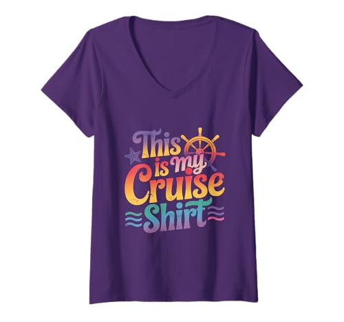 Damen This is My Cruise Shirt Funny Vacation Party Boats Outfit T-Shirt mit V-Ausschnitt Damen This is My Cruise Shirt Funny Vacation Party Boats Outfit T-Shirt mit V-Ausschnitt von This Is My Cruise Shirt Funny Vacation Fun Party