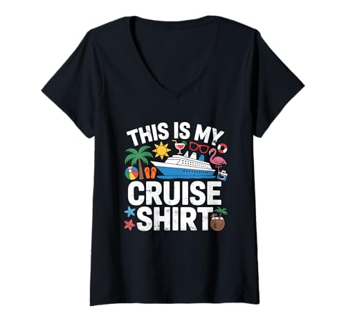 Damen This is My Cruise Ship Funny Vacation Party Boats Outfit T-Shirt mit V-Ausschnitt Damen This is My Cruise Ship Funny Vacation Party Boats Outfit T-Shirt mit V-Ausschnitt von This Is My Cruise Ship Funny Vacation Party Outfit