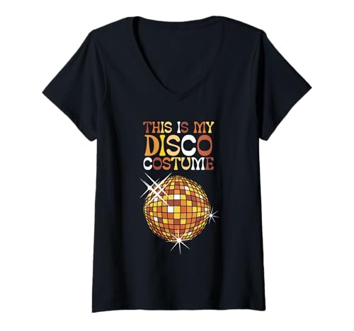 Damen This is My Disco Kostüm Disco Party Retro Kostüm 70er Jahre T-Shirt mit V-Ausschnitt Damen This is My Disco Kostüm Disco Party Retro Kostüm 70er Jahre T-Shirt mit V-Ausschnitt von This Is My Disco Costume