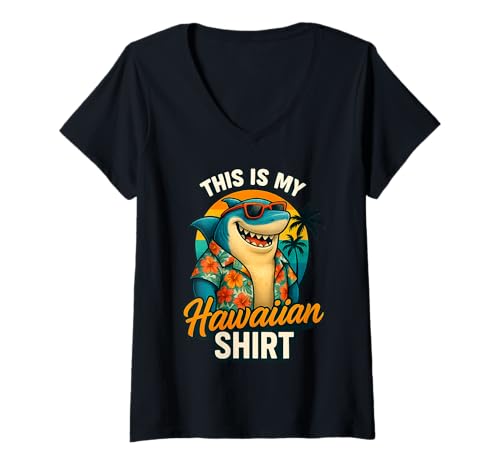 Damen This is My Hawaii-Hemd, tropisches Luau-Kostüm, Party, Strand T-Shirt mit V-Ausschnitt Damen This is My Hawaii-Hemd, tropisches Luau-Kostüm, Party, Strand T-Shirt mit V-Ausschnitt von This Is My Hawaiian Shirt Tropical Tshirtoftheyear