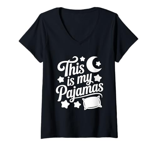 Damen Lustiges Zitat This Is My Pajamas Nachtwäsche Bequem Erwachsene Teens T-Shirt mit V-Ausschnitt Damen Lustiges Zitat This Is My Pajamas Nachtwäsche Bequem Erwachsene Teens T-Shirt mit V-Ausschnitt von This Is My Pajamas Comfy Sleepwear Top