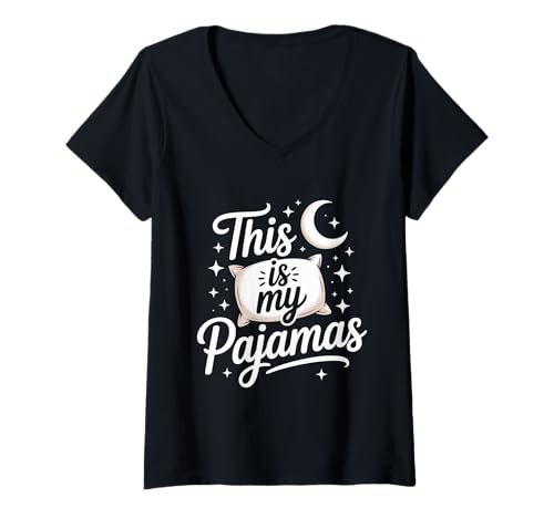 Damen Lustiges Zitat This Is My Pajamas Nachtwäsche Bequem Erwachsene Teens T-Shirt mit V-Ausschnitt Damen Lustiges Zitat This Is My Pajamas Nachtwäsche Bequem Erwachsene Teens T-Shirt mit V-Ausschnitt von This Is My Pajamas Comfy Sleepwear Top
