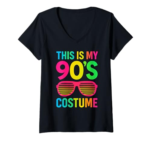 Damen This is My 90s Costume Funny for 80s 70s Party T-Shirt mit V-Ausschnitt von This Is My Retro 70s 80s 90s Costume Tee