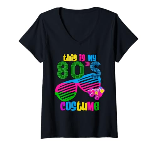 Damen This is My 80s Costume Funny for 80s 70s Costume T-Shirt mit V-Ausschnitt Damen This is My 80s Costume Funny for 80s 70s Costume T-Shirt mit V-Ausschnitt von This Is My Retro 80ss 70s 90s Costume Tee